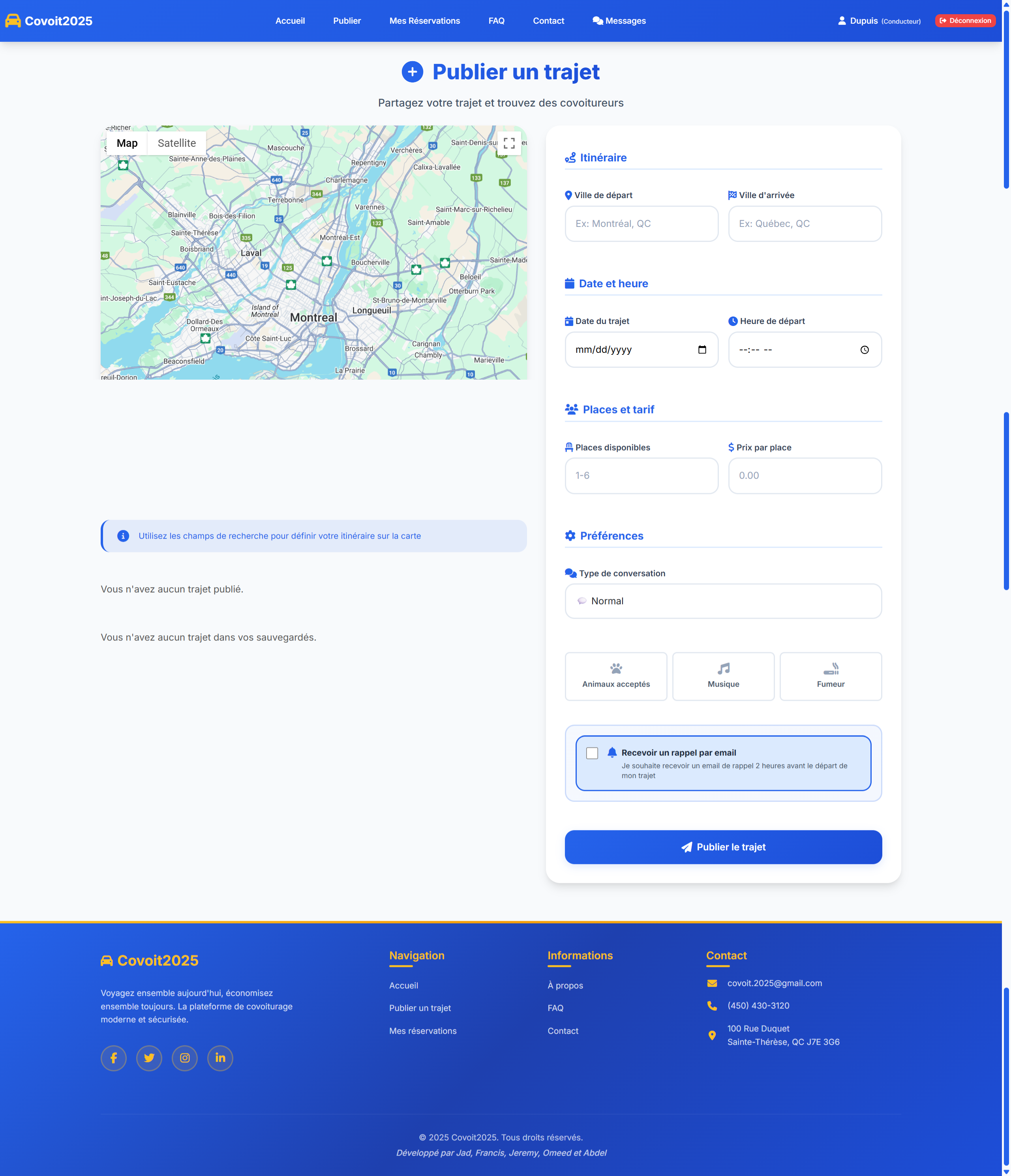 Publication de Trajet